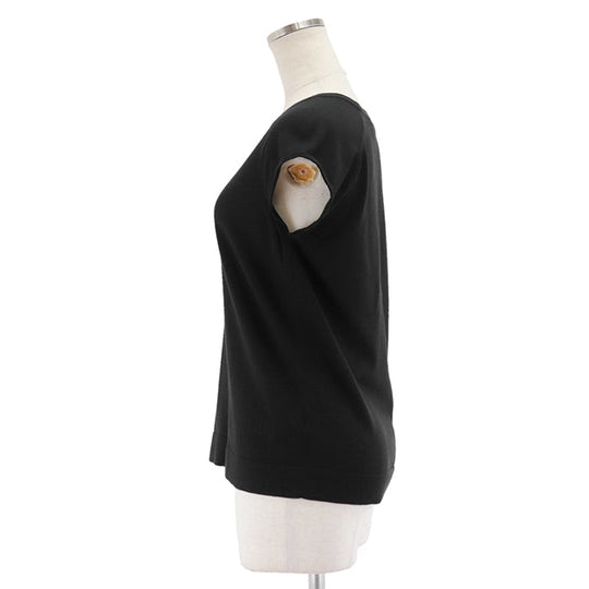 HERMES knit 70% cotton, 30% silk black Women 38 Used Authentic