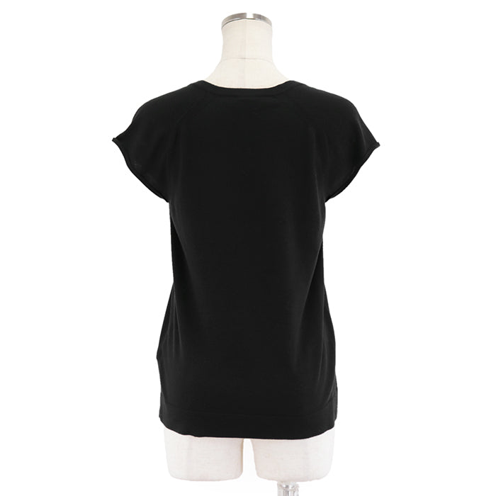 HERMES knit 70% cotton, 30% silk black Women 38 Used Authentic