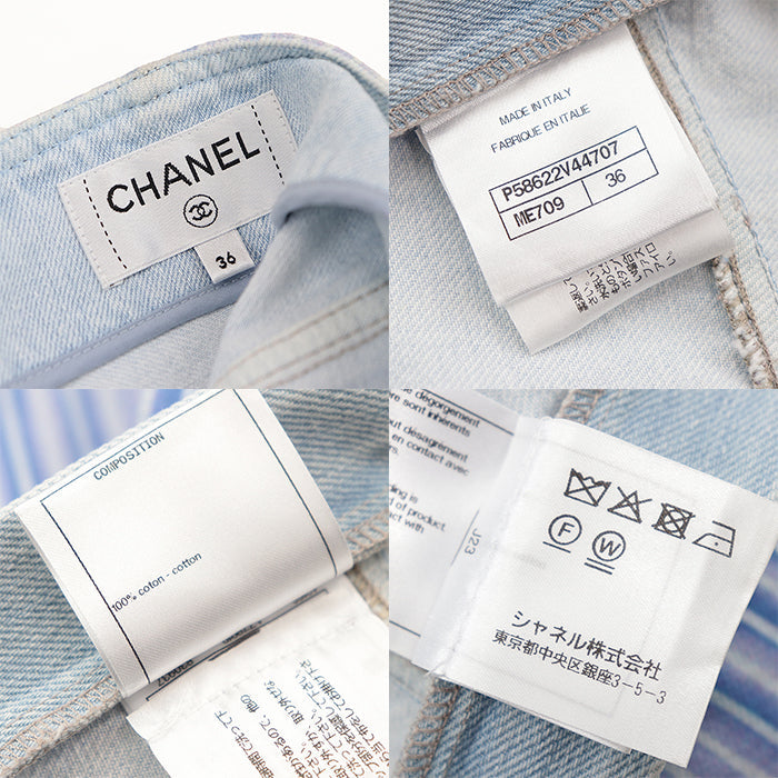 CHANEL skirt cotton 100% Light Purple Light Indigo Women 36 Used Authentic