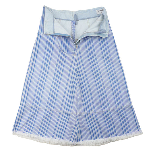 CHANEL skirt cotton 100% Light Purple Light Indigo Women 36 Used Authentic