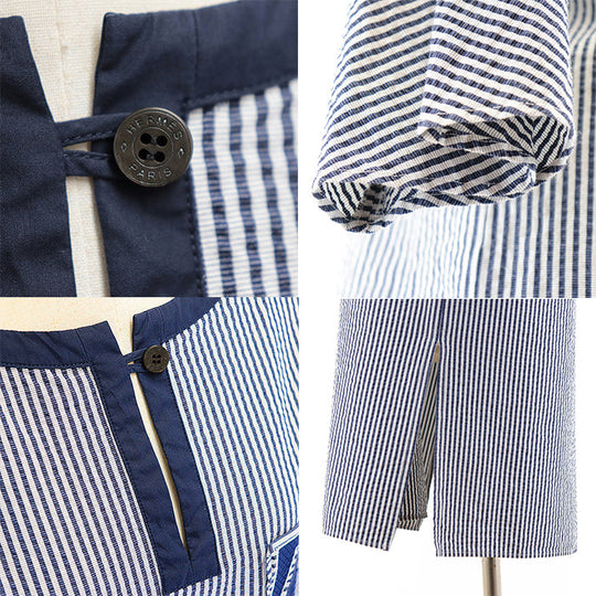 HERMES one piece 98% cotton, 2% polyurethane [Other fabric] 100% cotton, 100% polyester White navy Women 36 Used Authentic