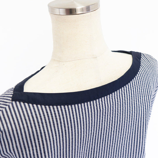 HERMES one piece 98% cotton, 2% polyurethane [Other fabric] 100% cotton, 100% polyester White navy Women 36 Used Authentic