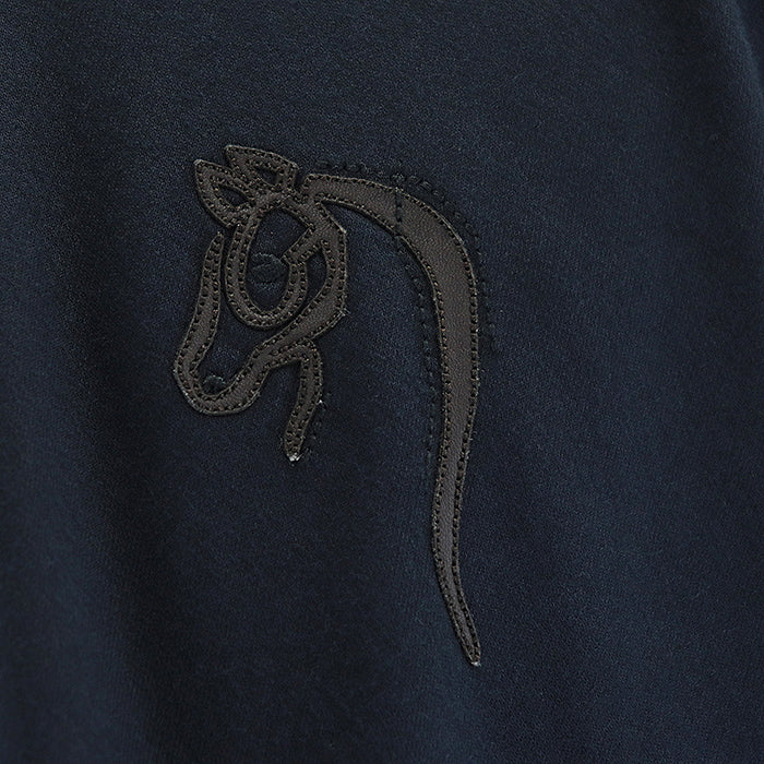 HERMES Short sleeve T-shirt 100% cotton [Rib] 81% cotton, 19% polyurethane [Leather part] Sheepskin Navy mens XXL Used Authentic