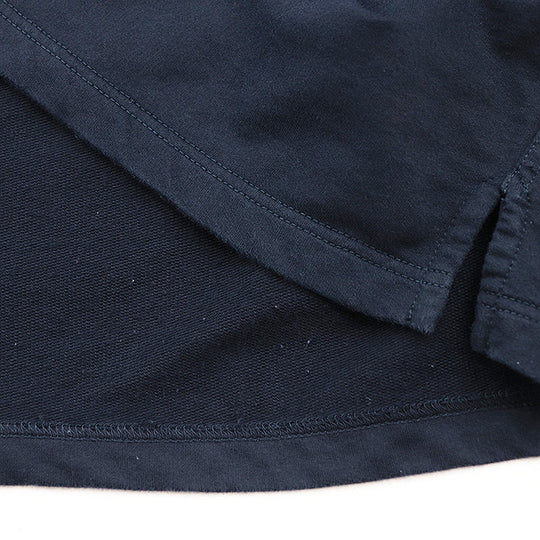 HERMES Short sleeve T-shirt 100% cotton [Rib] 81% cotton, 19% polyurethane [Leather part] Sheepskin Navy mens XXL Used Authentic