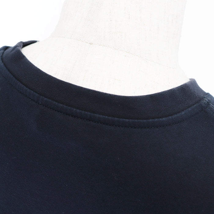 HERMES Short sleeve T-shirt 100% cotton [Rib] 81% cotton, 19% polyurethane [Leather part] Sheepskin Navy mens XXL Used Authentic