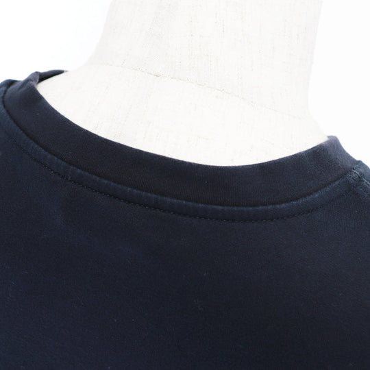 HERMES Short sleeve T-shirt 100% cotton [Rib] 81% cotton, 19% polyurethane [Leather part] Sheepskin Navy mens XXL Used Authentic