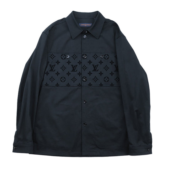 LOUIS VUITTON Long sleeve shirt [Outer material] 98% cotton, 2% polyurethane [Lining] 100% cotton black RM241MQ FUG HQB45W Flock Casual Cotton Overshirt mens M Used Authentic