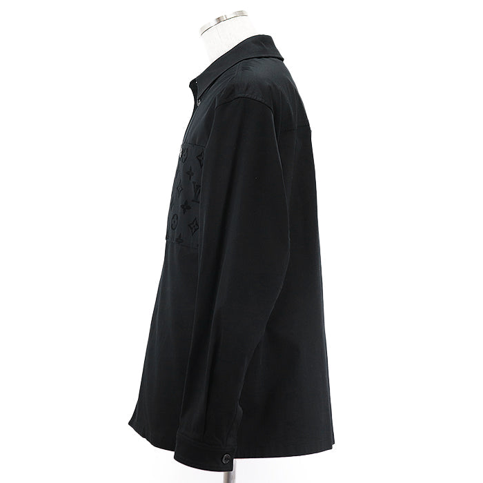 LOUIS VUITTON Long sleeve shirt [Outer material] 98% cotton, 2% polyurethane [Lining] 100% cotton black RM241MQ FUG HQB45W Flock Casual Cotton Overshirt mens M Used Authentic