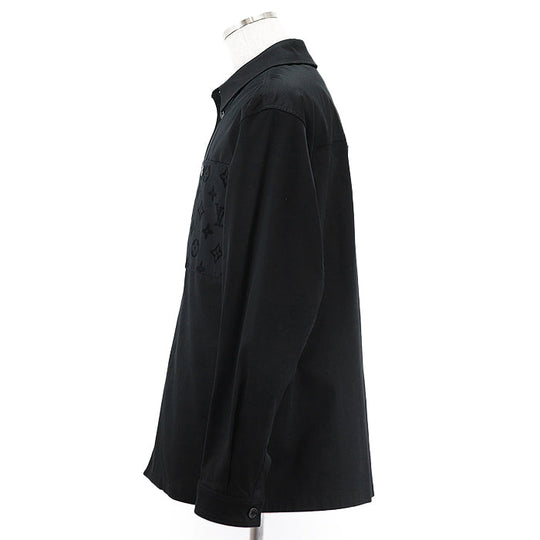 LOUIS VUITTON Long sleeve shirt [Outer material] 98% cotton, 2% polyurethane [Lining] 100% cotton black RM241MQ FUG HQB45W Flock Casual Cotton Overshirt mens M Used Authentic