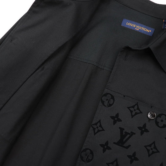 LOUIS VUITTON Long sleeve shirt [Outer material] 98% cotton, 2% polyurethane [Lining] 100% cotton black RM241MQ FUG HQB45W Flock Casual Cotton Overshirt mens M Used Authentic
