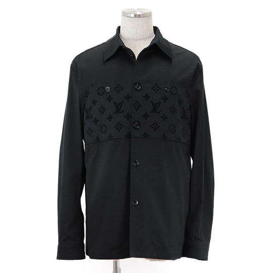 LOUIS VUITTON Long sleeve shirt [Outer material] 98% cotton, 2% polyurethane [Lining] 100% cotton black RM241MQ FUG HQB45W Flock Casual Cotton Overshirt mens M Used Authentic