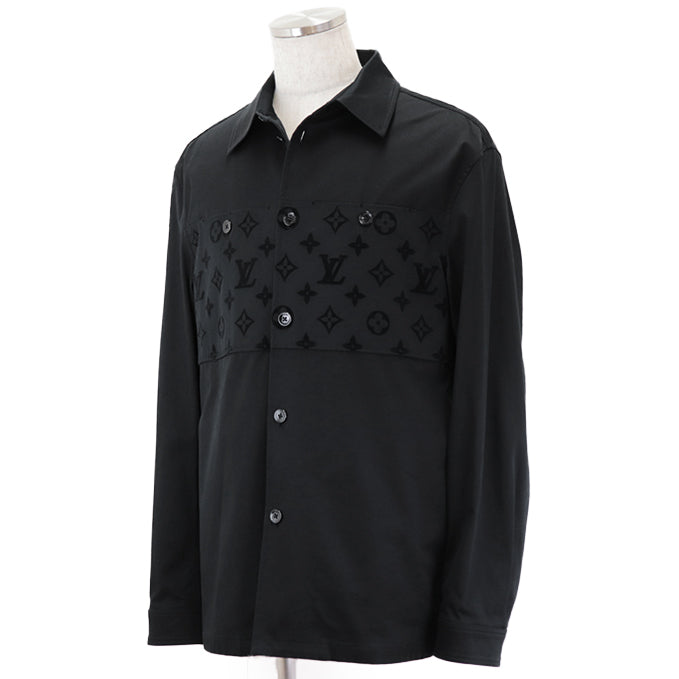 LOUIS VUITTON Long sleeve shirt [Outer material] 98% cotton, 2% polyurethane [Lining] 100% cotton black RM241MQ FUG HQB45W Flock Casual Cotton Overshirt mens M Used Authentic