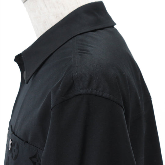 LOUIS VUITTON Long sleeve shirt [Outer material] 98% cotton, 2% polyurethane [Lining] 100% cotton black RM241MQ FUG HQB45W Flock Casual Cotton Overshirt mens M Used Authentic