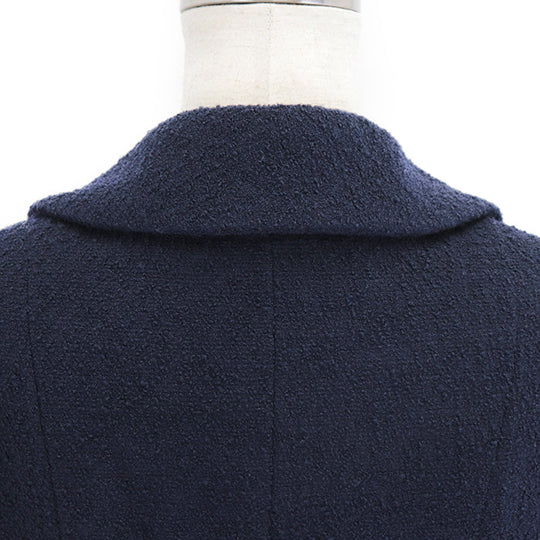 CHANEL Other outerwear [Outer material] 88% linen wool, 12% nylon [Lining] 100% silk Navy Women 42 Used Authentic