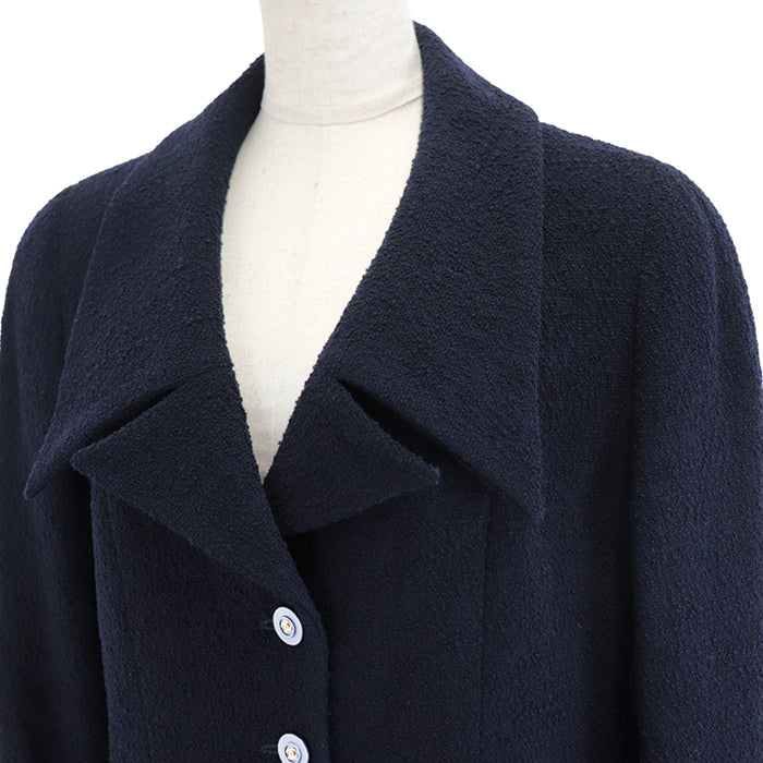 CHANEL Other outerwear [Outer material] 88% linen wool, 12% nylon [Lining] 100% silk Navy Women 42 Used Authentic