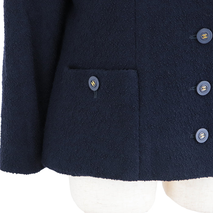 CHANEL Other outerwear [Outer material] 88% linen wool, 12% nylon [Lining] 100% silk Navy Women 42 Used Authentic