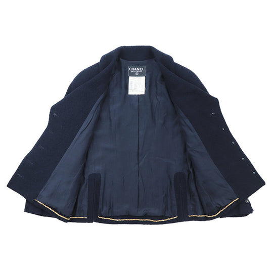 CHANEL Other outerwear [Outer material] 88% linen wool, 12% nylon [Lining] 100% silk Navy Women 42 Used Authentic