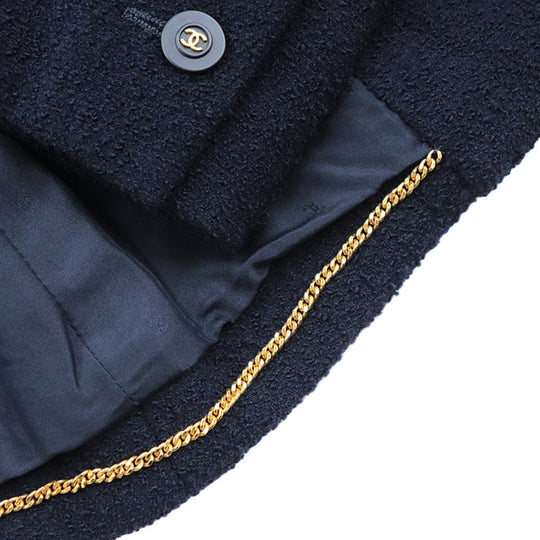 CHANEL Other outerwear [Outer material] 88% linen wool, 12% nylon [Lining] 100% silk Navy Women 42 Used Authentic