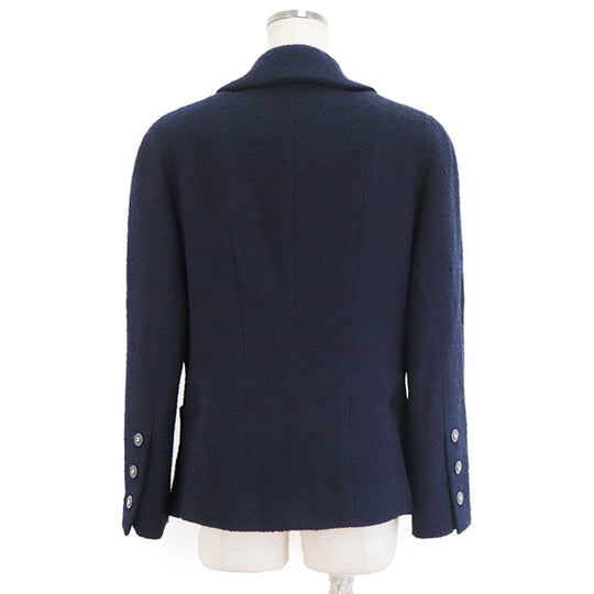 CHANEL Other outerwear [Outer material] 88% linen wool, 12% nylon [Lining] 100% silk Navy Women 42 Used Authentic