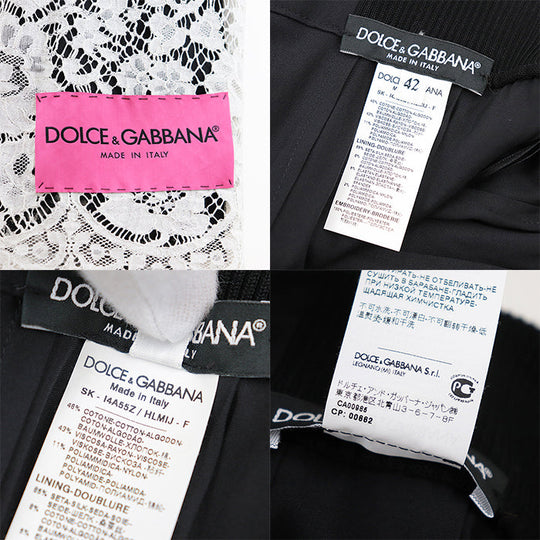 DOLCE&GABBANA skirt Cotton silk White black Women 42 Used Authentic