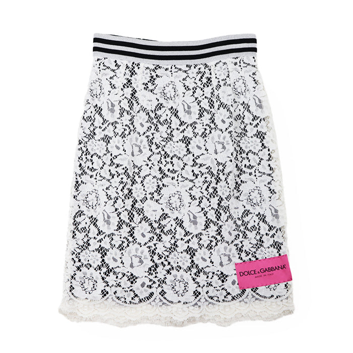 DOLCE&GABBANA skirt Cotton silk White black Women 42 Used Authentic