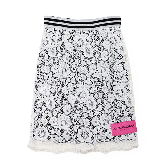 DOLCE&GABBANA skirt Cotton silk White black Women 42 Used Authentic