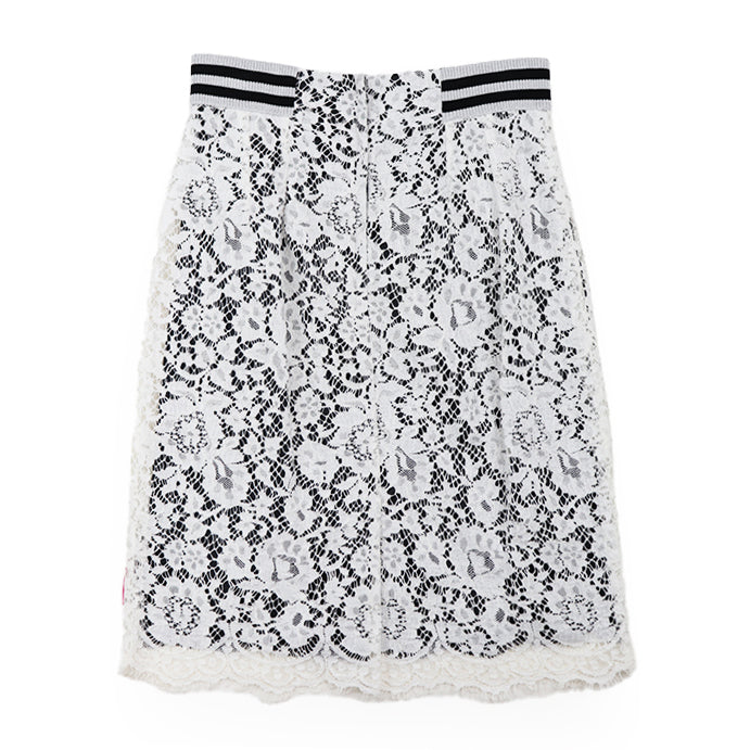 DOLCE&GABBANA skirt Cotton silk White black Women 42 Used Authentic