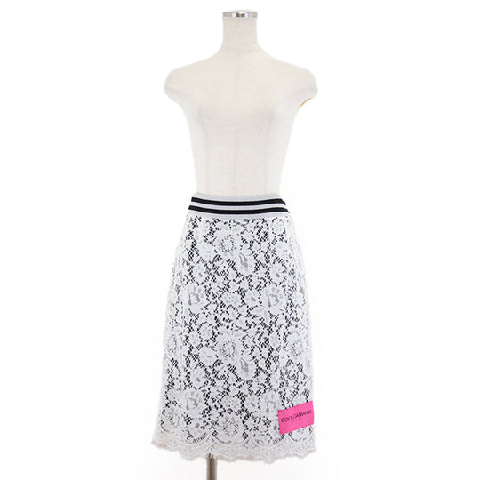 DOLCE&GABBANA skirt Cotton silk White black Women 42 Used Authentic