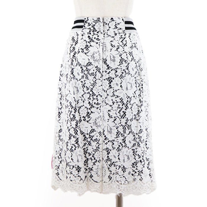 DOLCE&GABBANA skirt Cotton silk White black Women 42 Used Authentic
