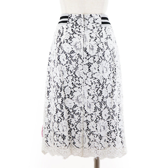 DOLCE&GABBANA skirt Cotton silk White black Women 42 Used Authentic