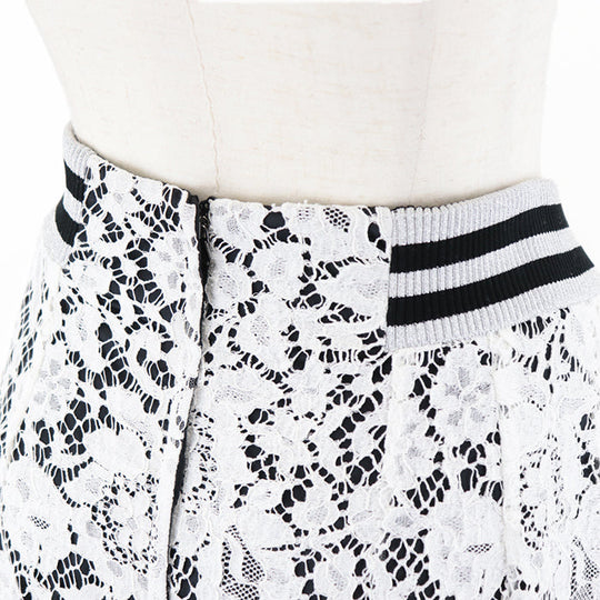 DOLCE&GABBANA skirt Cotton silk White black Women 42 Used Authentic