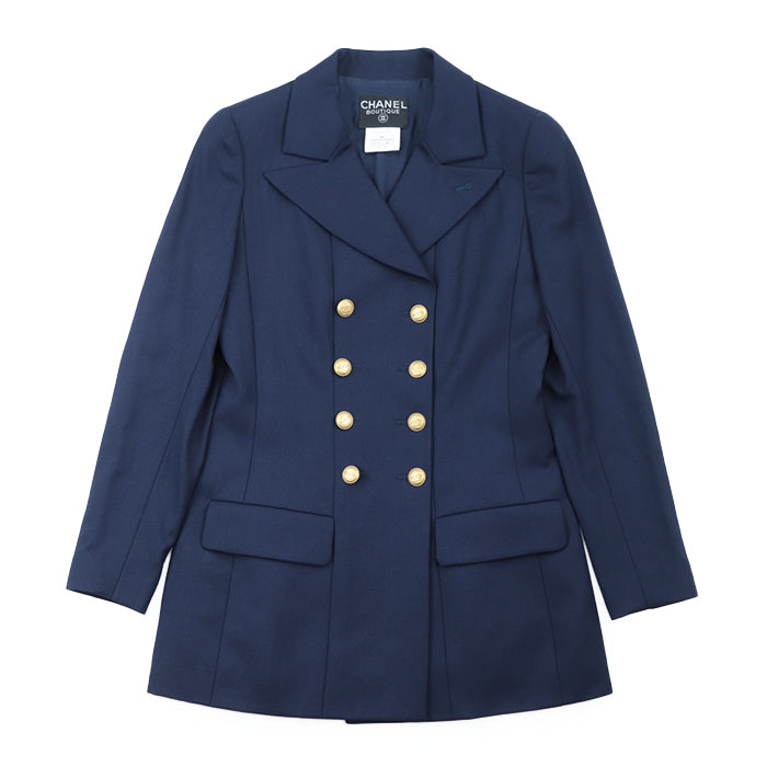 CHANEL tailored jacket [Outer material] 100% wool [Lining] 100% silk Navy Women 38 Used Authentic