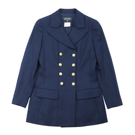 CHANEL tailored jacket [Outer material] 100% wool [Lining] 100% silk Navy Women 38 Used Authentic