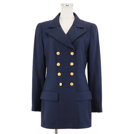 CHANEL tailored jacket [Outer material] 100% wool [Lining] 100% silk Navy Women 38 Used Authentic