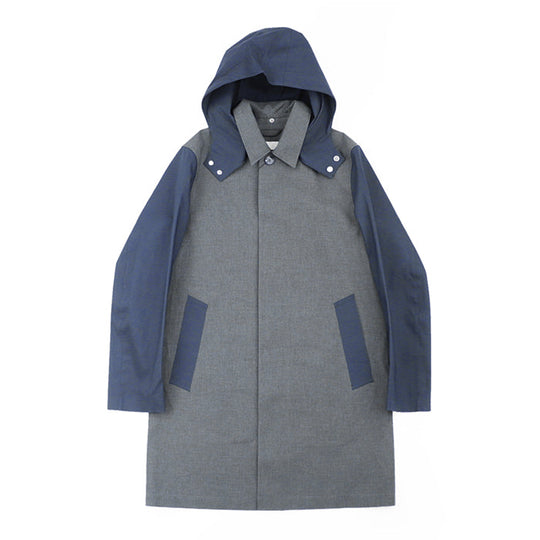 Mackintosh coat Cotton Bonded Gray navy mens 38 Used Authentic