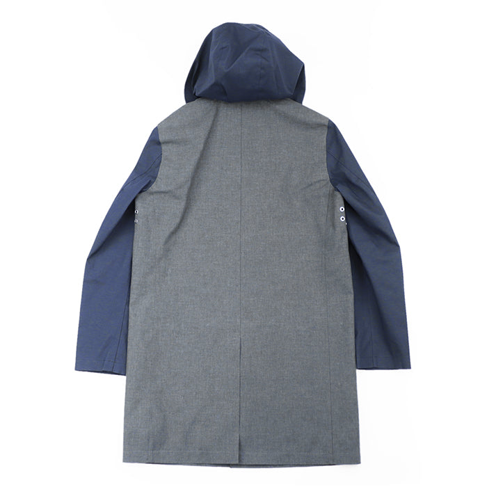 Mackintosh coat Cotton Bonded Gray navy mens 38 Used Authentic
