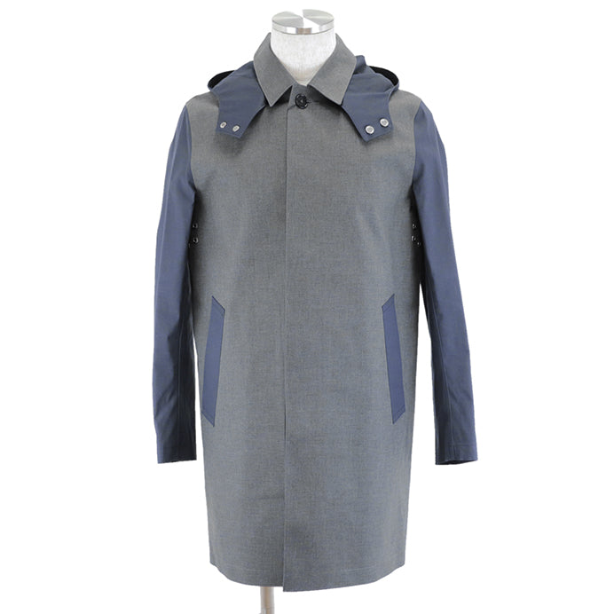 Mackintosh coat Cotton Bonded Gray navy mens 38 Used Authentic