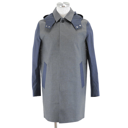 Mackintosh coat Cotton Bonded Gray navy mens 38 Used Authentic