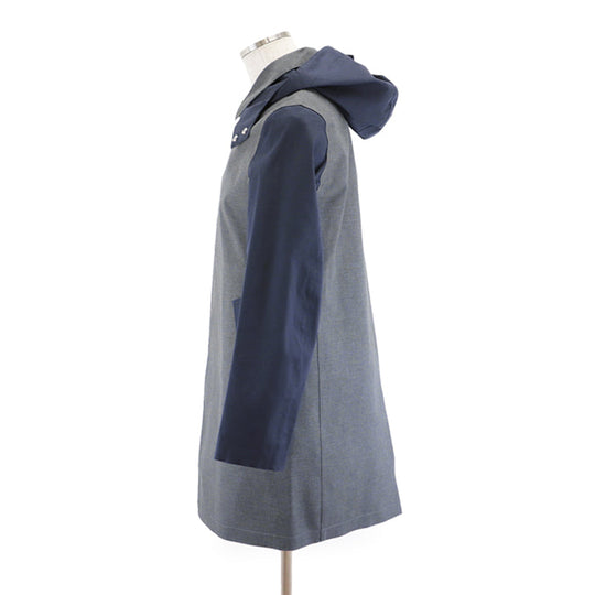 Mackintosh coat Cotton Bonded Gray navy mens 38 Used Authentic