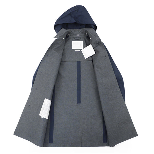 Mackintosh coat Cotton Bonded Gray navy mens 38 Used Authentic