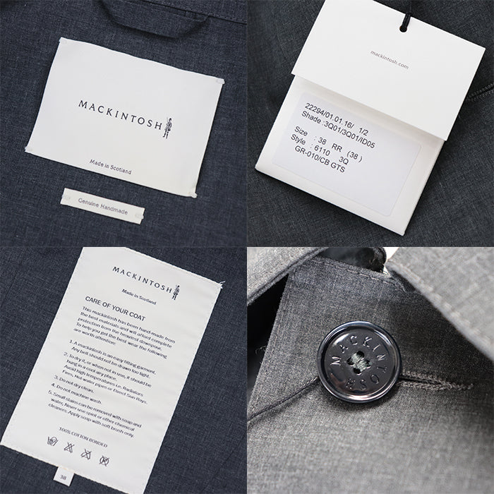 Mackintosh coat Cotton Bonded Gray navy mens 38 Used Authentic