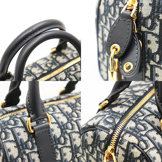 Christian Dior Handbag Cotton %, Calfskin % Light Beige, Black Women Used Authentic