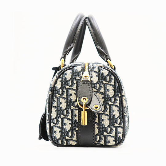 Christian Dior Handbag Cotton %, Calfskin % Light Beige, Black Women Used Authentic