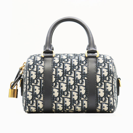 Christian Dior Handbag Cotton %, Calfskin % Light Beige, Black Women Used Authentic