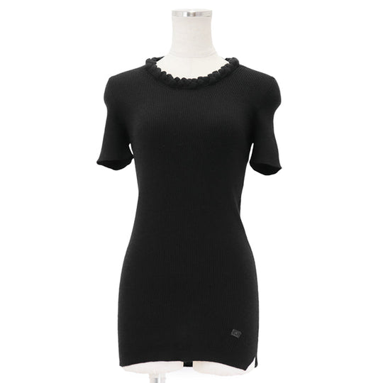 CHANEL knit Cashmere 100% black P42530 Women 38 Used Authentic
