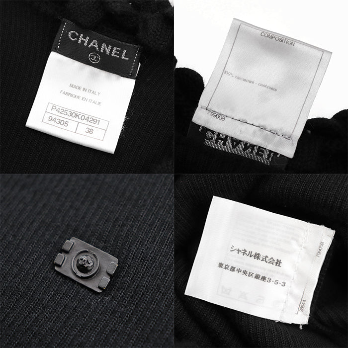CHANEL knit Cashmere 100% black P42530 Women 38 Used Authentic