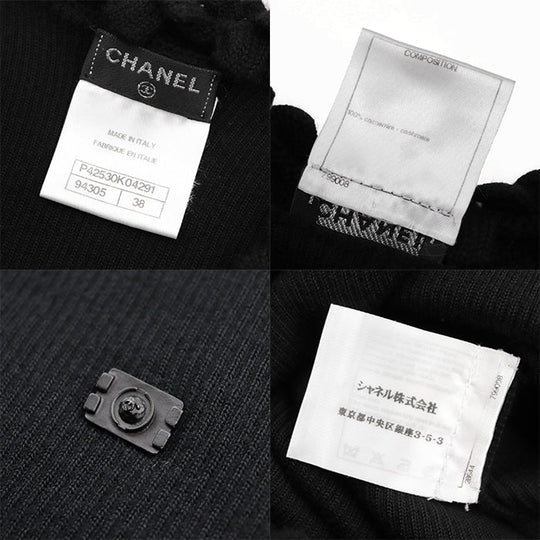CHANEL knit Cashmere 100% black P42530 Women 38 Used Authentic