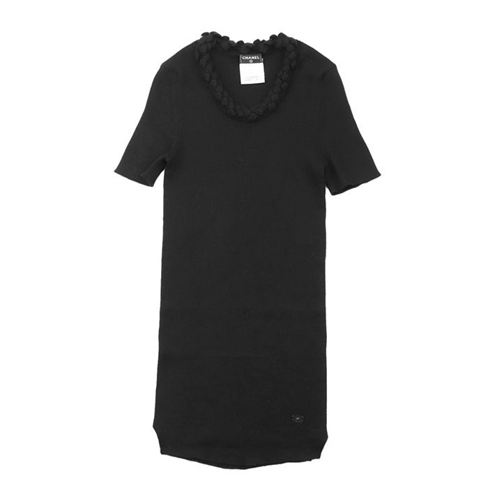 CHANEL knit Cashmere 100% black P42530 Women 38 Used Authentic
