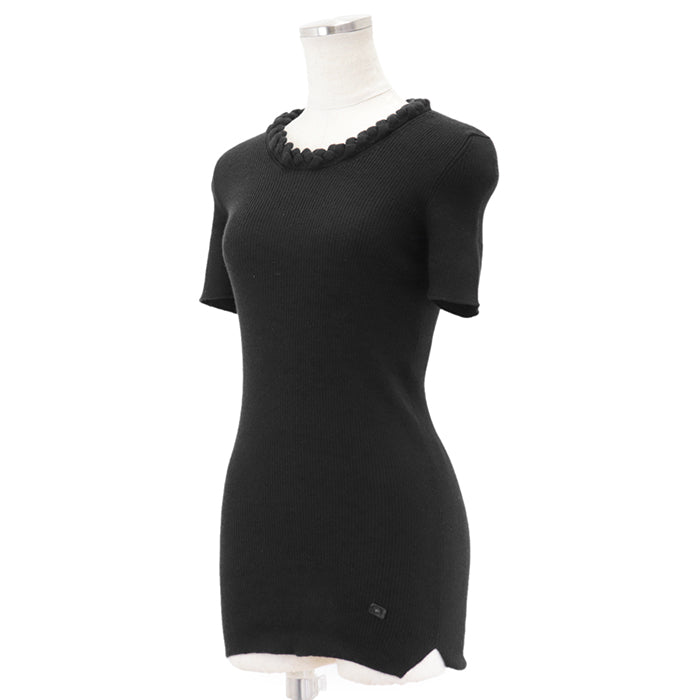 CHANEL knit Cashmere 100% black P42530 Women 38 Used Authentic
