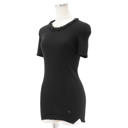 CHANEL knit Cashmere 100% black P42530 Women 38 Used Authentic